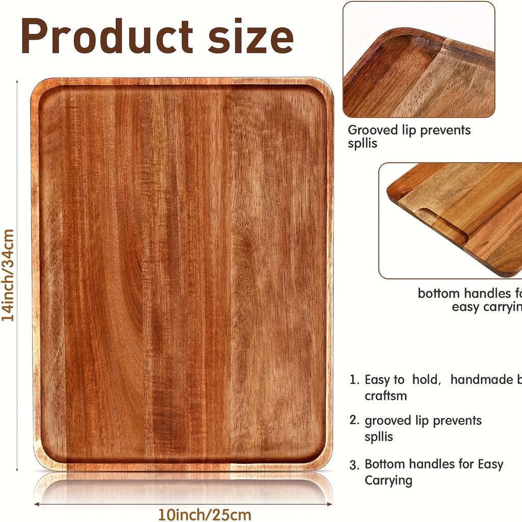 Modern 5 Pack Home Storage Organizer – space-saving everyday organization, 5 Pack Solid Acacia Wood Serving Trays Rectangular Wooden Board for Food Appetizer Serving, designed for American homes, daily convenience and practical gifting