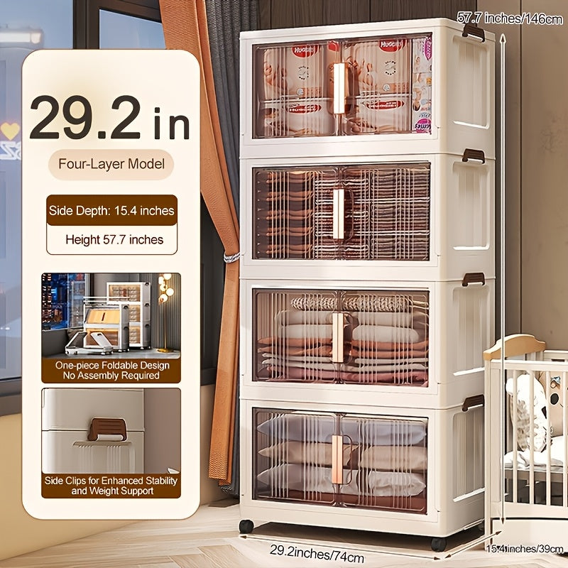 Storage Bins – 29 2In Folding Storage Cabinet 3 4 5-Tier Extra Large Plastic Storage Bins with