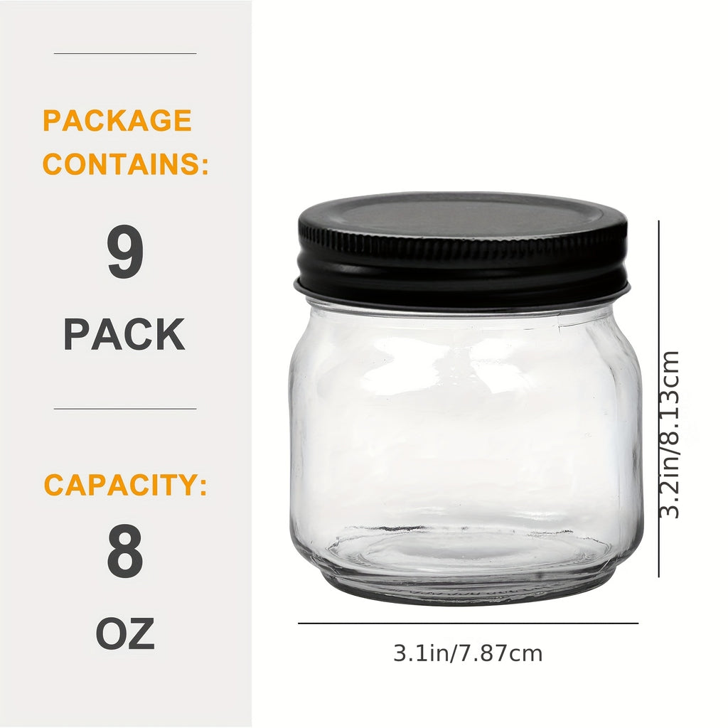 9/18/27/36-Pcs, 8oz Glass Jars with Lids, Regular Mouth Mason Jars for Storage, Spice Canning Jar for Caviar, Herb, Jelly, Jams, Honey, Dishwasher Safe