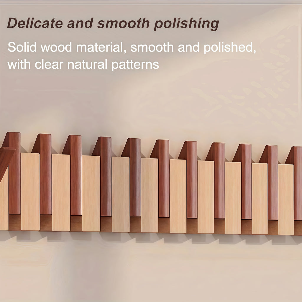 Versatile 1pc Adjustable Home Storage Rack – durable multi-purpose storage, 1pc Natural Wood Wall-Mounted Coat Rack with 10 Hooks - Piano-Shaped Accordion Design Walnut, designed for American homes, daily convenience and practical gifting