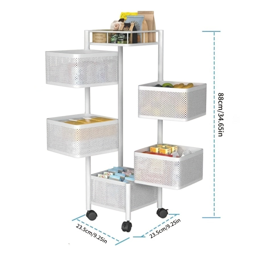 Compact 5 Tier Adjustable Home Storage Rack – durable multi-purpose storage, Rotating Kitchen Storage Shelf 5 Tier Metal Fruit Vegetable Storage Basket Multi-Layer Vegetable Rack, designed for American homes, daily convenience and practical gifting