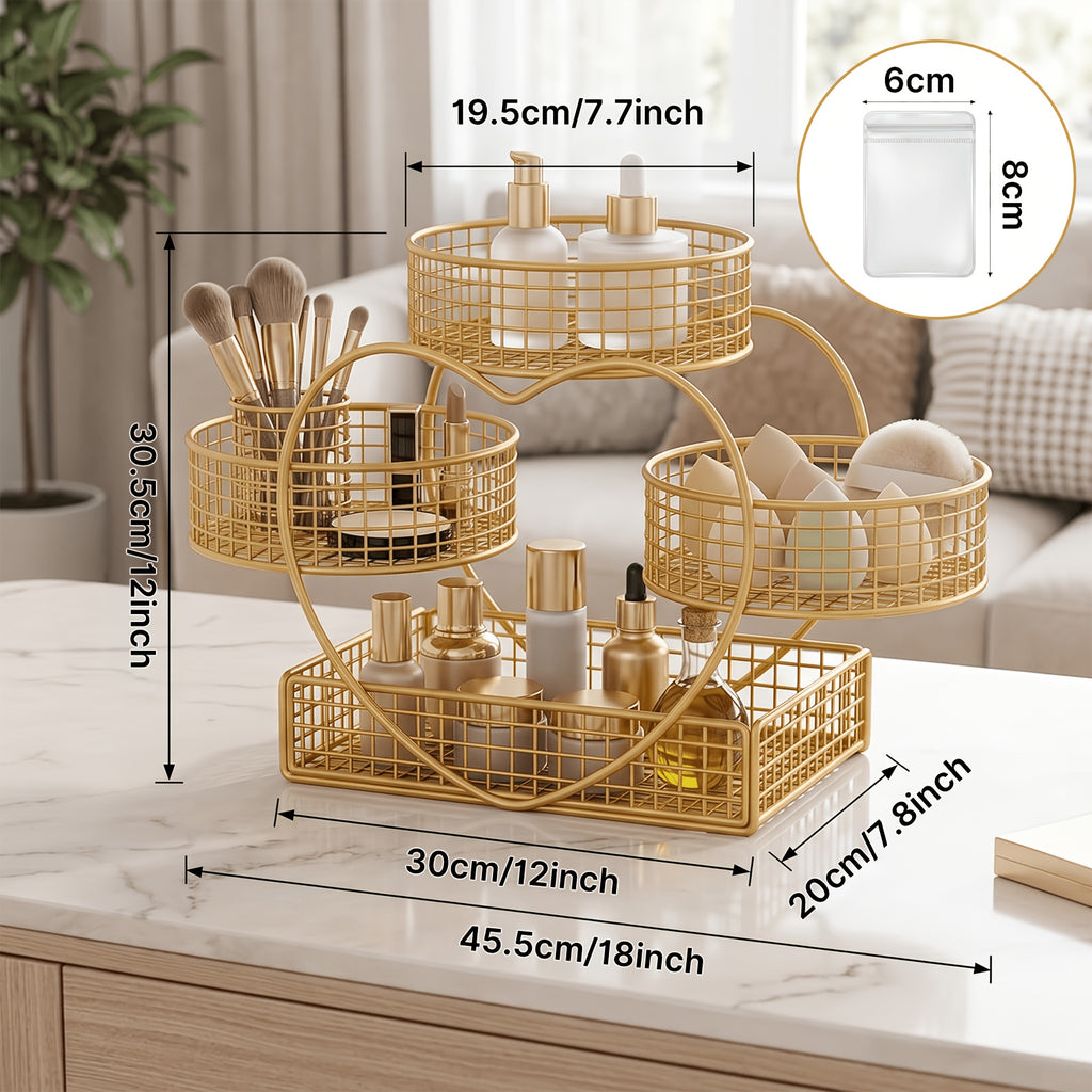 Versatile Home Storage Organizer – space-saving everyday organization, Three-tier Countertop Cosmetic Organizer with 8 Transparent Storage Pouches for Earrings necklaces rings Featuring, designed for American homes, daily convenience and practical gi