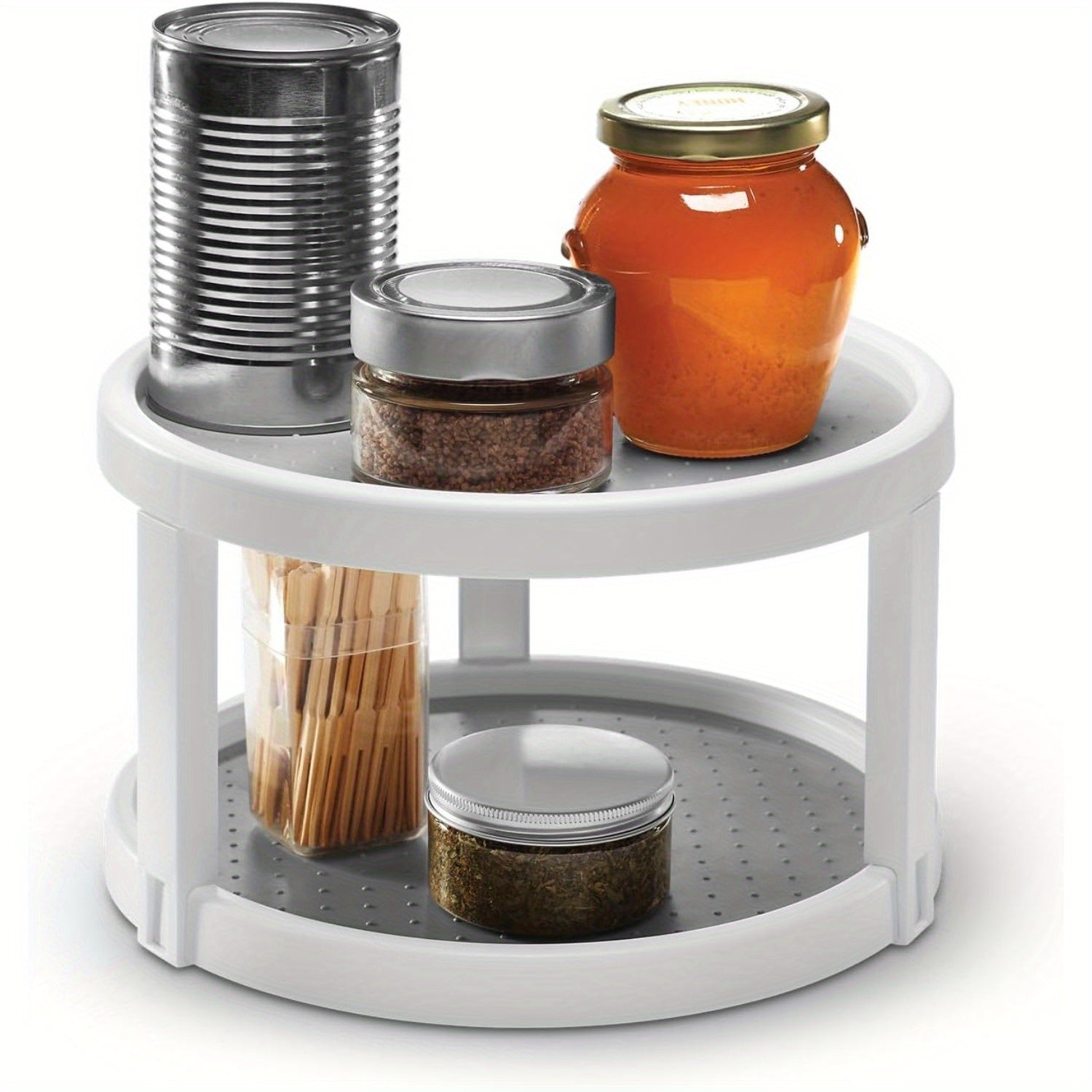 Premium Rotating Refrigerator Organizer – easy-access fridge organization, 2-Tier Plastic Basic Turntable for Kitchen Organization Nonslip Lazy Susan Cabinet Organizer with 2, designed for American homes, daily convenience and practical gifting