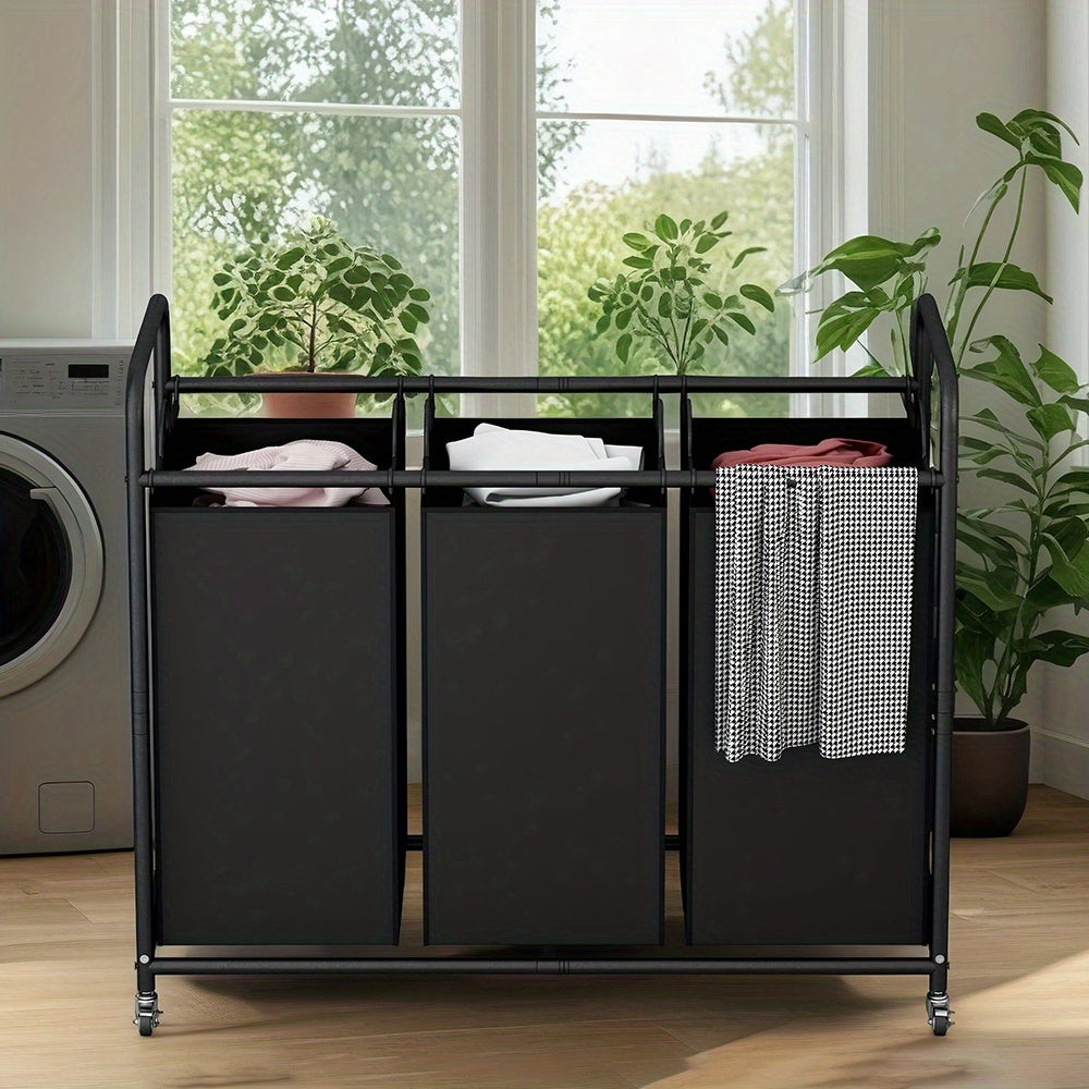 Heavy-Duty Adjustable Home Storage Rack – durable multi-purpose storage, Laundry Basket 3-Bag Sorter 63 4gal Laundry Home Decor Hamper Cart With Heavy Duty, designed for American homes, daily convenience and practical gifting