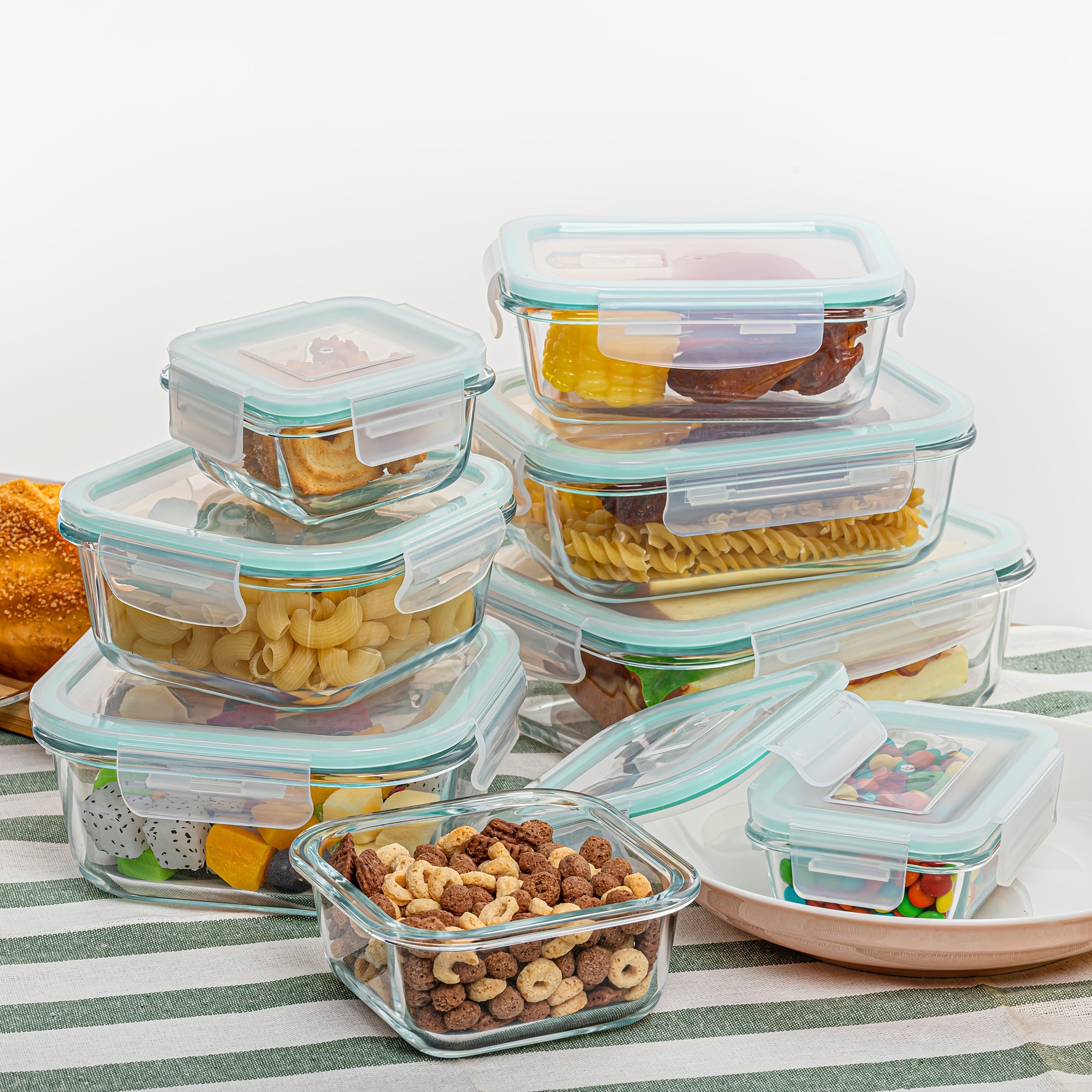 Space-Saving 8pcs Glass Meal Prep Container Set – leak-resistant reusable meal prep, Premium Glass Food Storage Containers Airtight Leak-Proof BPA Free Stain-Resistant Easy-Clean Design Microwave Oven, designed for American homes, daily convenience a