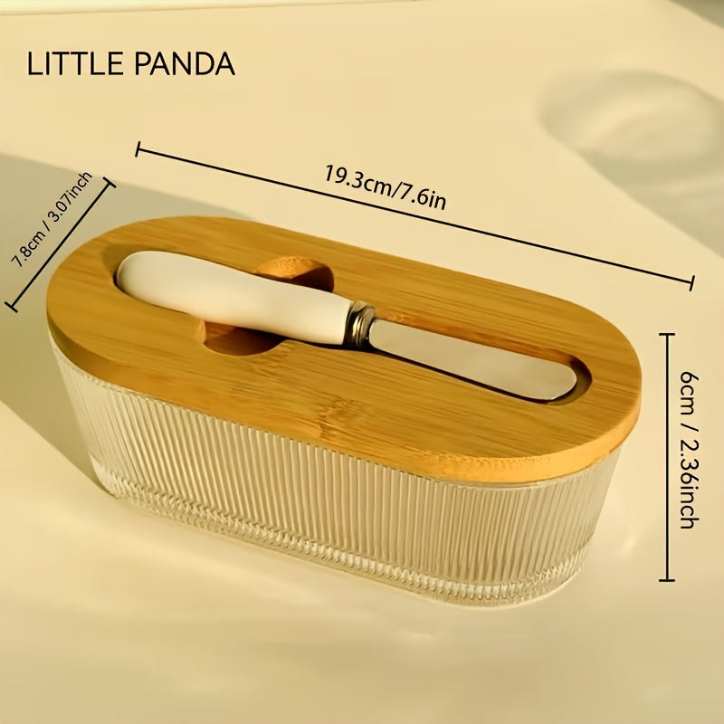 Modern 2pcs Butter Dish with Lid – covered refrigerator storage, Glass Butter Dish 2pcs Knife Butter Set with Sealed Lid Suitable for Countertop Refrigerator, designed for American homes, daily convenience and practical gifting