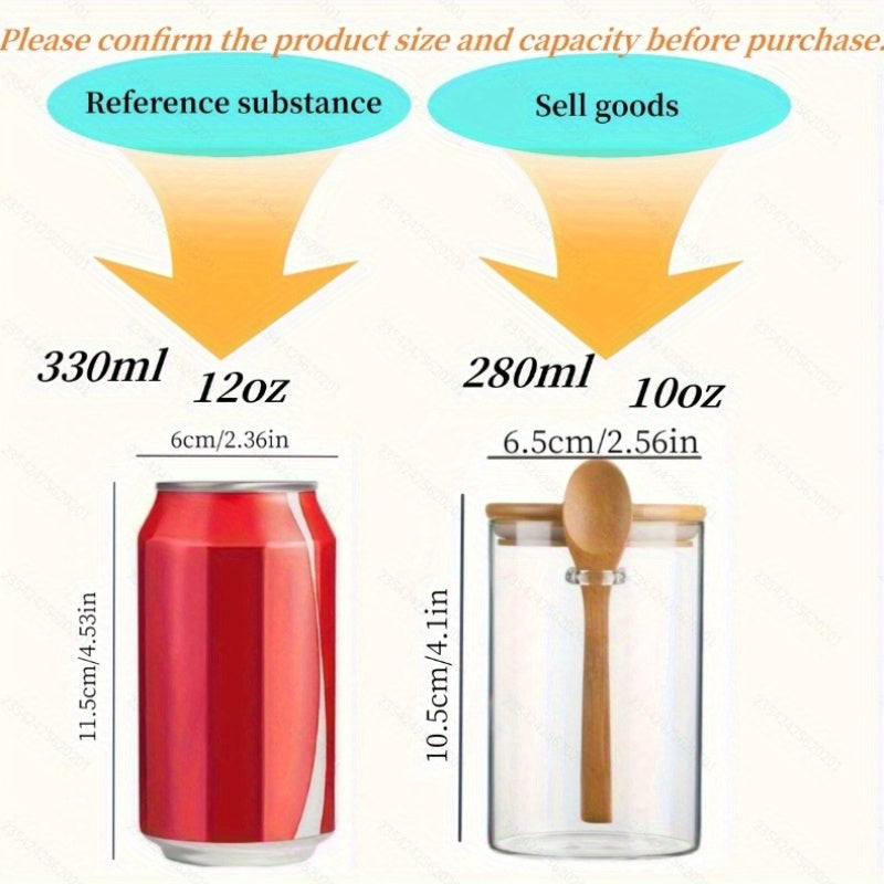 10pcs Glass Jars with Lids & Spoons - Airtight Sealed Containers Suitable for Spices, Salt, Sugar Storage, Lid & Spoon Lid for Camping, Picnic, BBQ, Restaurant Use - Tableware for and Commercial Use
