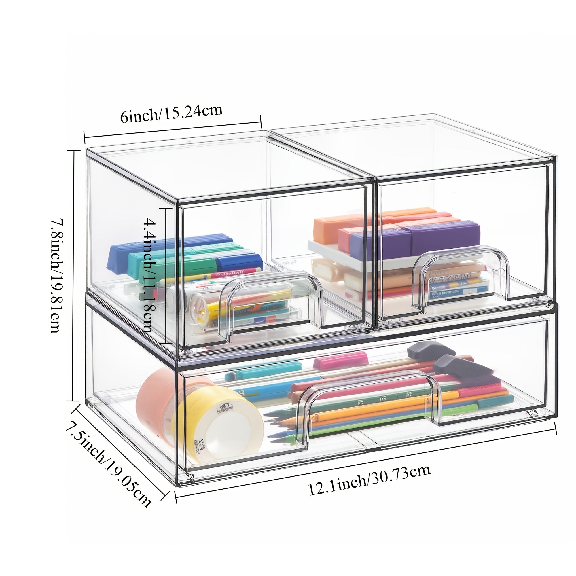 Compact 3/4/5/6 Pack Stackable Storage Drawer – smooth-access cabinet organization, 3 4 5 6 Pack Clear Plastic Organizer Bins Stackable Storage Drawers for Office, designed for American homes, daily convenience and practical gifting