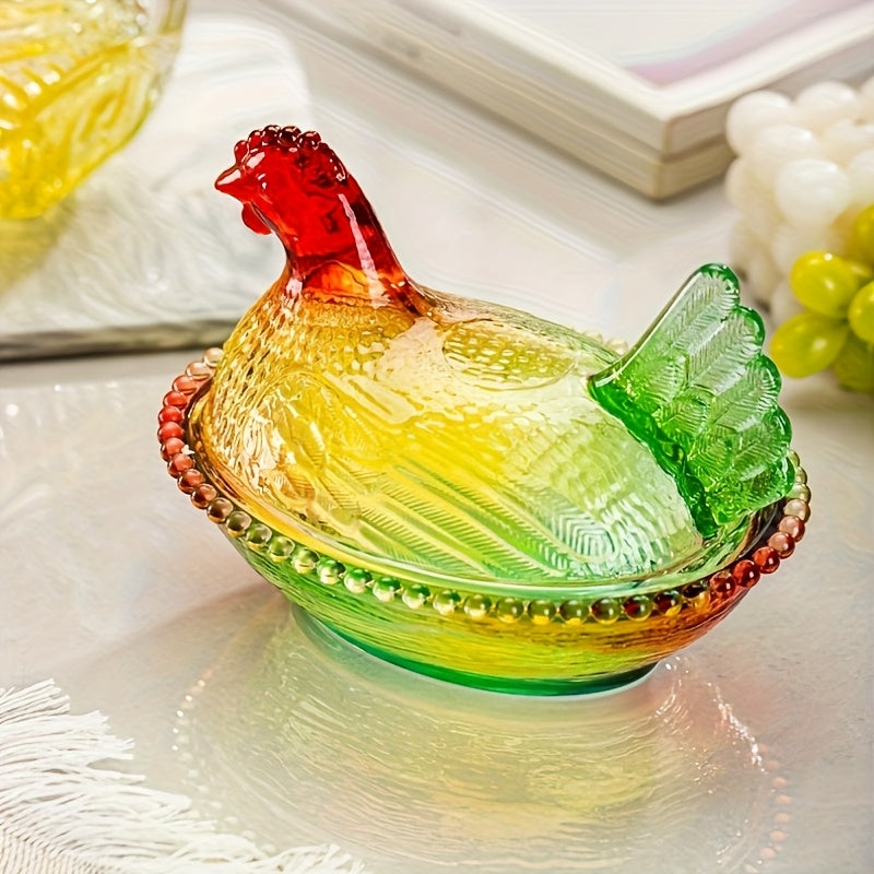 Smart Airtight Storage Jar Set – clear reusable pantry storage, Adorable Candy-Colored Chicken-Shaped Crystal Glass Storage Jar with Lid and Placemats - Perfect Table, designed for American homes, daily convenience and practical gifting