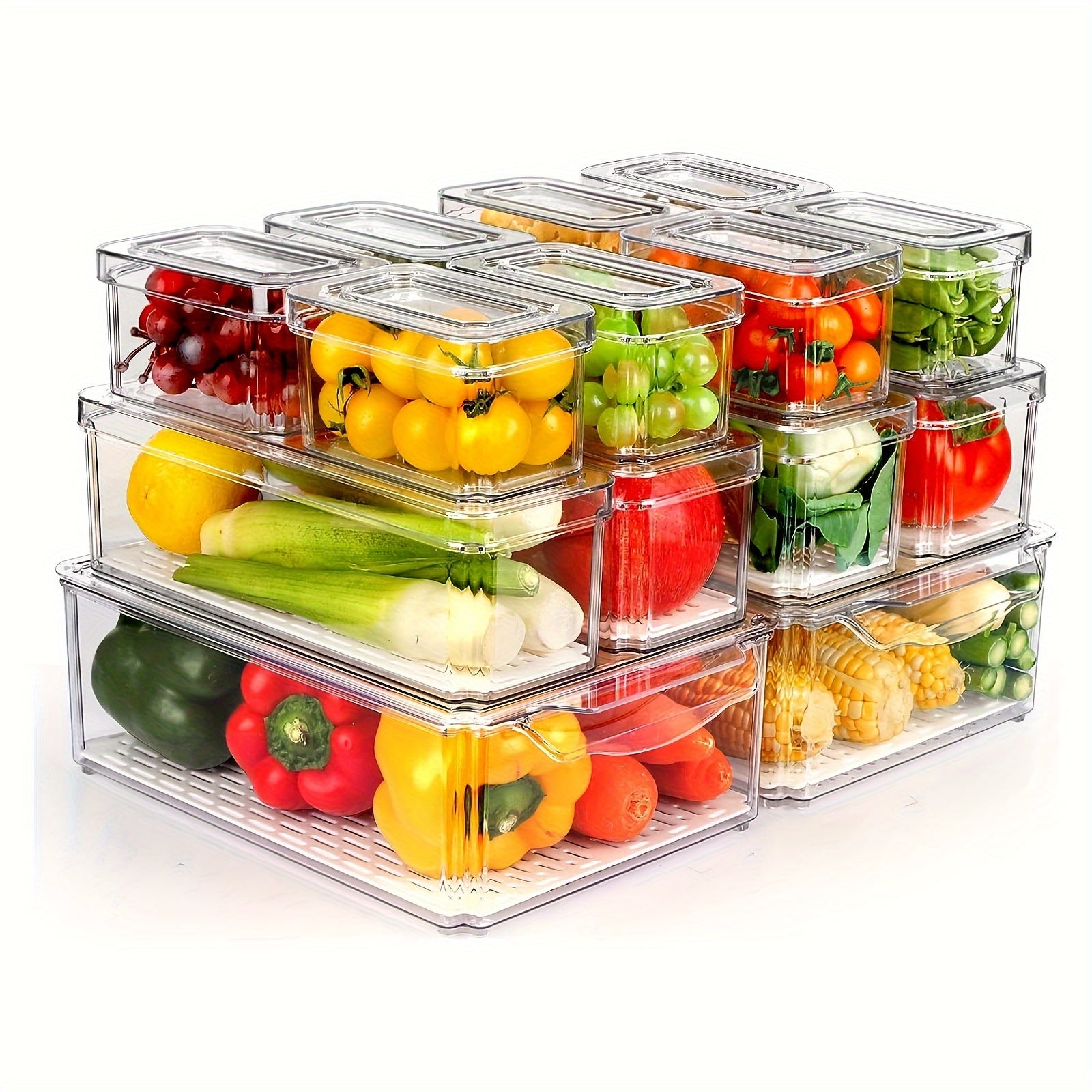 Premium 14 Pack Refrigerator Storage Organizer – easy-access fridge organization, 14 Pack Fridge Organizer Stackable Refrigerator Organizer Bins with Lids Fridge Organizers And Storage, designed for American homes, daily convenience and practical gif