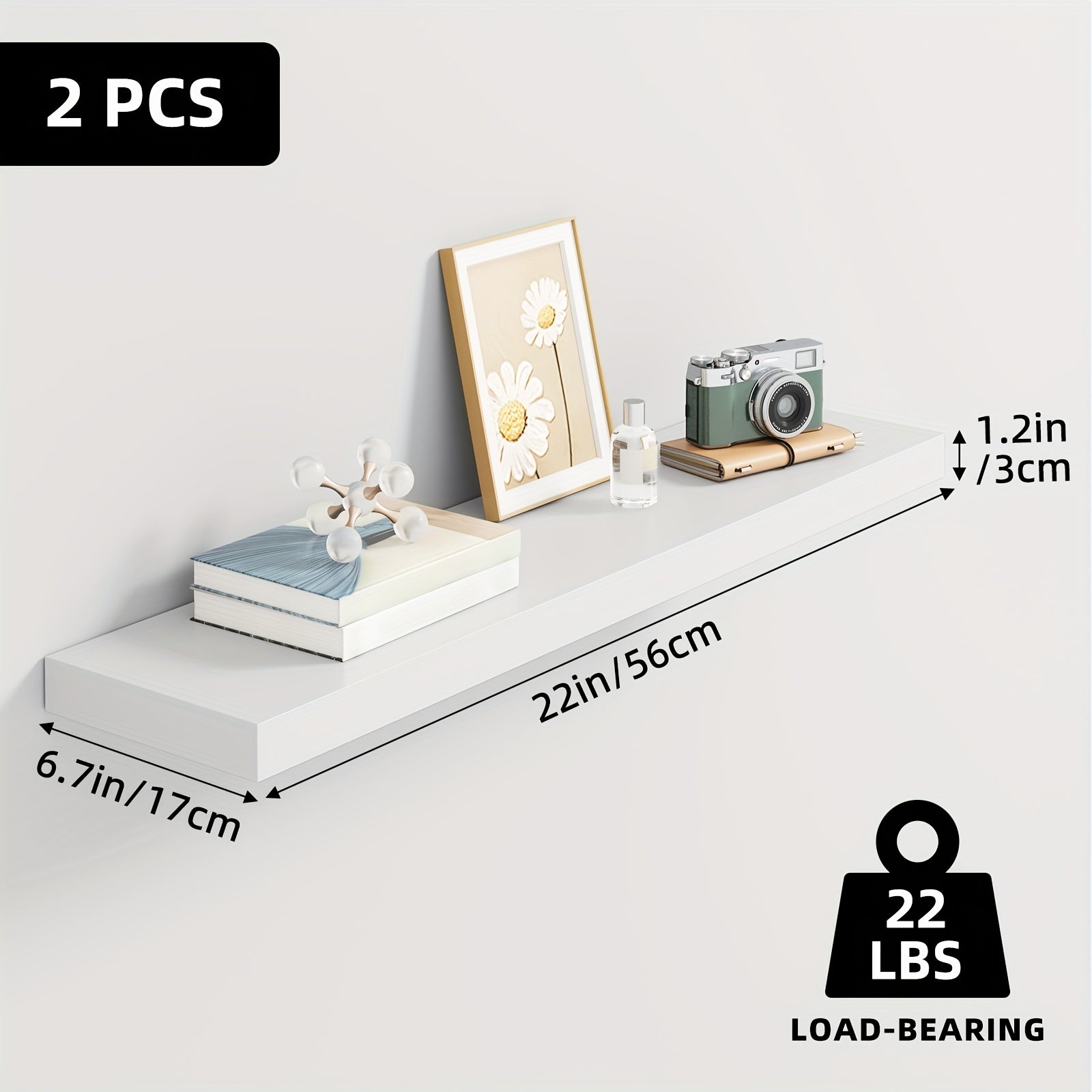 Home Living Essential – TOMNK 2 4 6pcs Set Floating Shelves 15 7-inch 19 7-inch 22-inch Wooden