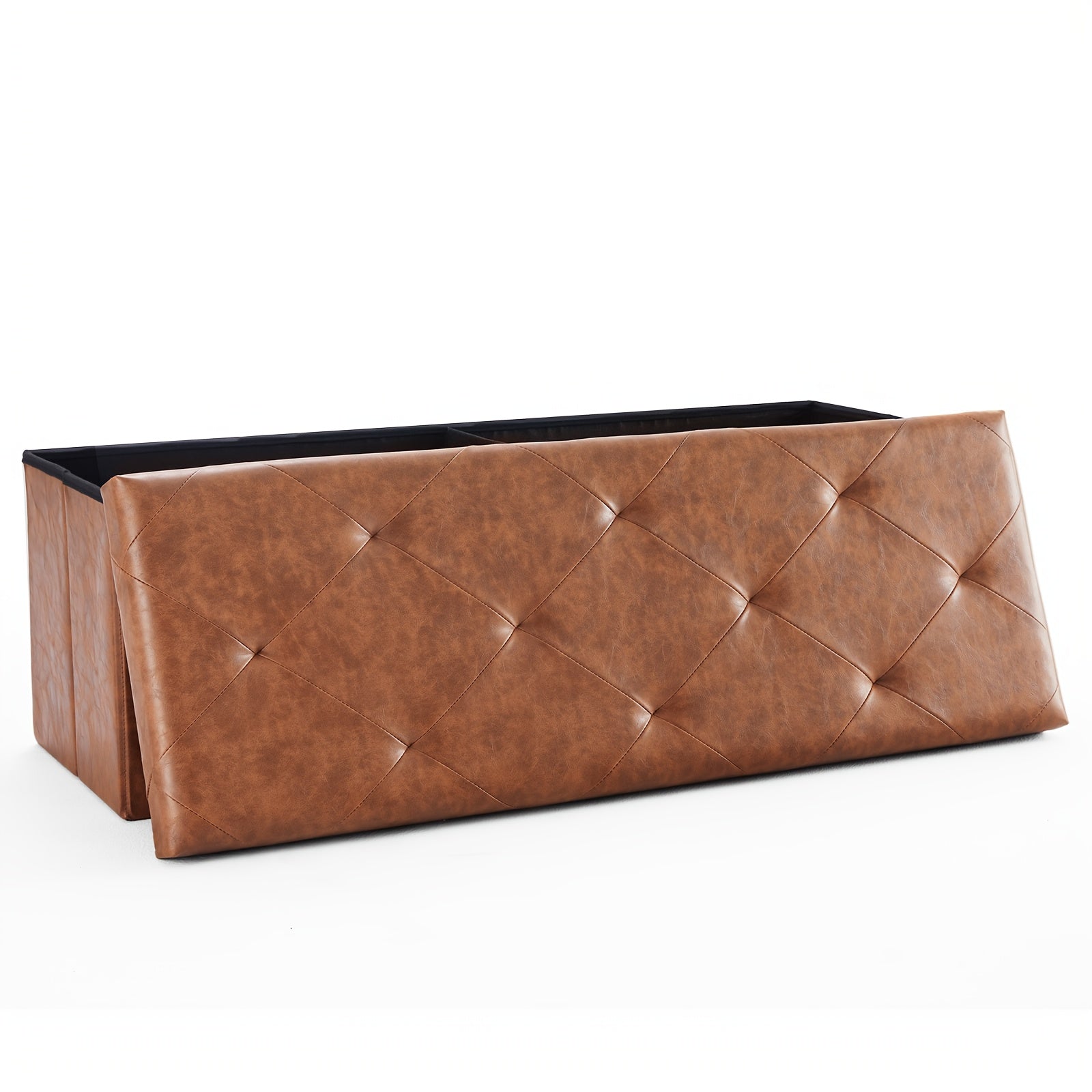 Sturdy & Spacious Storage Ottoman: 660lb Weight Capacity, 2 Sizes, PVC Leather Easy - Clean, Black, Brown