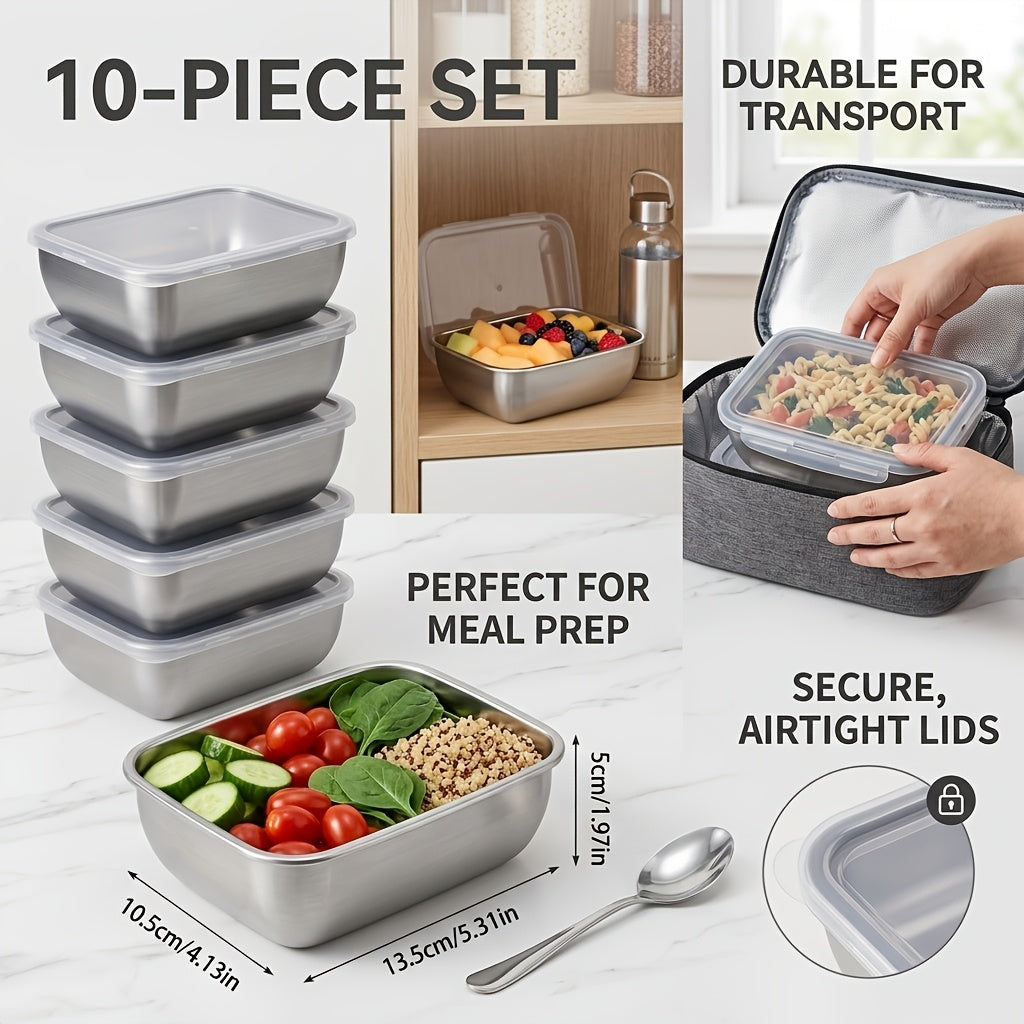 Easy-Access 10pcs Refrigerator Storage Organizer – easy-access fridge organization, 10pcs- Household Food Grade Fresh- Keeping Box Stainless Steel Fruit Box Bento Box Refrigerator, designed for American homes, daily convenience and practical gifting