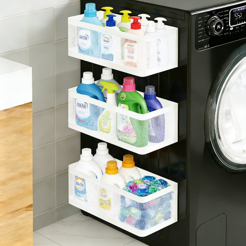 Versatile Adjustable Home Storage Rack – durable multi-purpose storage, High-Quality White Magnetic Washing Machine Metal Storage Basket Large Or Extra-Large Size Magnetic Laundry, designed for American homes, daily convenience and practical gifting