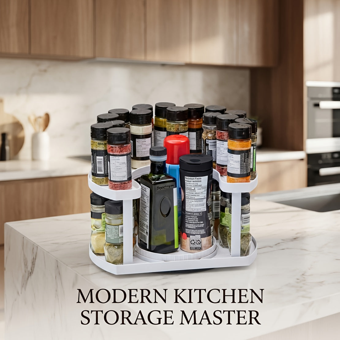 Premium Adjustable Home Storage Rack – durable multi-purpose storage, 2-Tier 360 Rotating Lazy Susan Organizer - BPA-Free Plastic Spice Rack Countertop Storage Caddy, designed for American homes, daily convenience and practical gifting