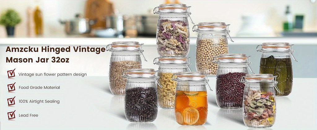 Easy-Access 32oz Mason Jar Set – clear pantry organization, reusable lidded storage, designed for American kitchens, pantries, apartments, home organization, daily use and practical gifting
