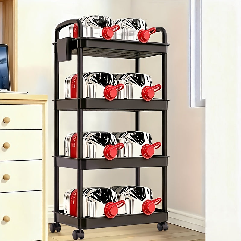 Modern Adjustable Home Storage Rack – durable multi-purpose storage, 3 4 5-Tier Plastic Rolling Utility Cart with Handle Multi-Functional Storage Trolley for Office, designed for American homes, daily convenience and practical gifting