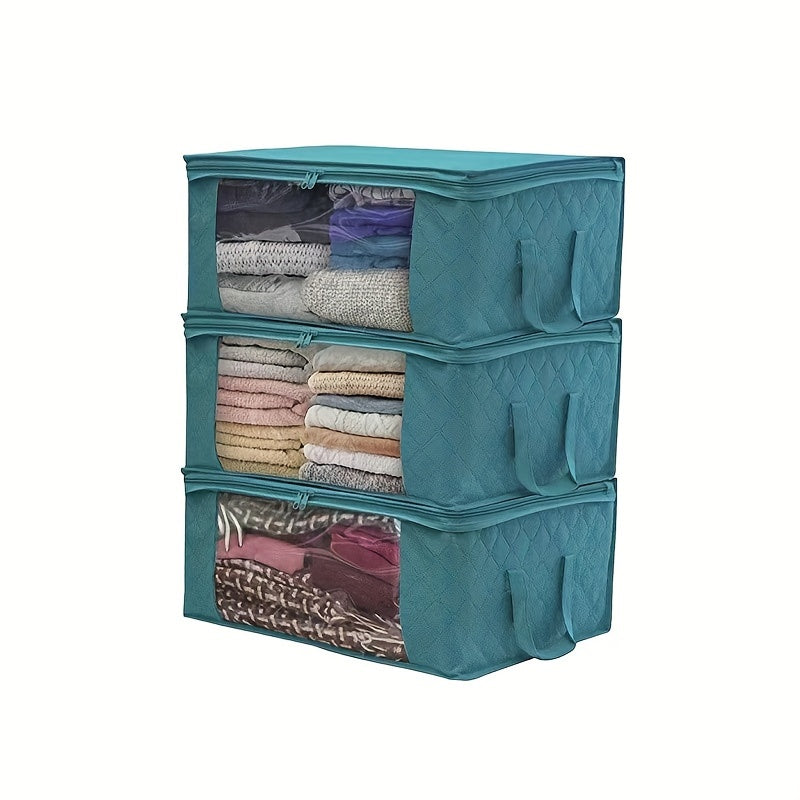 Throw Blanket – 3pcs Set of Clothing Storage Bags Foldable Blanket Storage Bags Storage Containers