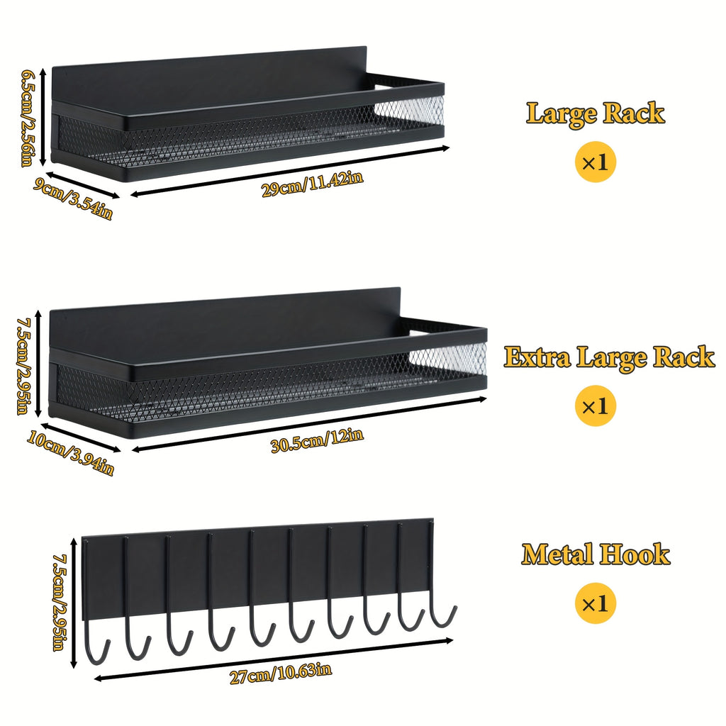 Heavy-Duty 2/3/4pcs Adjustable Home Storage Rack – durable multi-purpose storage, 2 3 4pcs Magnetic Spice Rack for Microwave Refrigerator Washing Machines Black Magnetic Shelf, designed for American homes, daily convenience and practical gifting