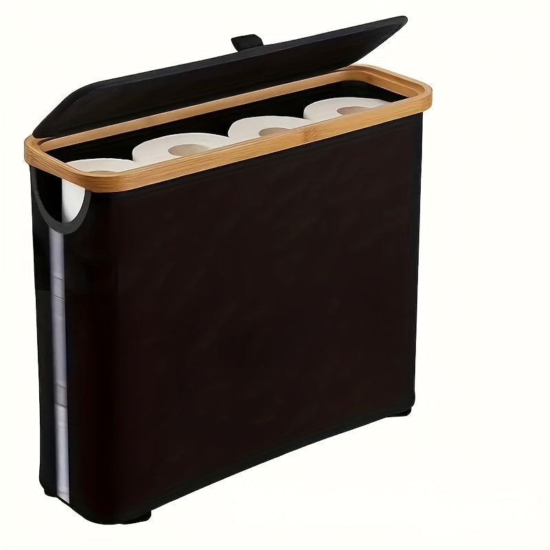 Smart Stackable Home Storage Bins – portable space-saving storage, Bamboo Toilet Paper Holder - Modern Bathroom Storage Cabinet Container Andkerchief Storage Box Laundry, designed for American homes, daily convenience and practical gifting