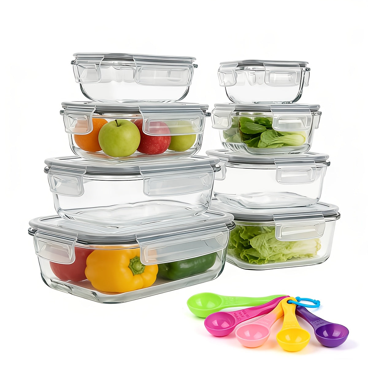 Food Storage Containers – Heavy-Duty 16pcs Glass Meal Prep Container Set – leak-resistant reusable meal prep