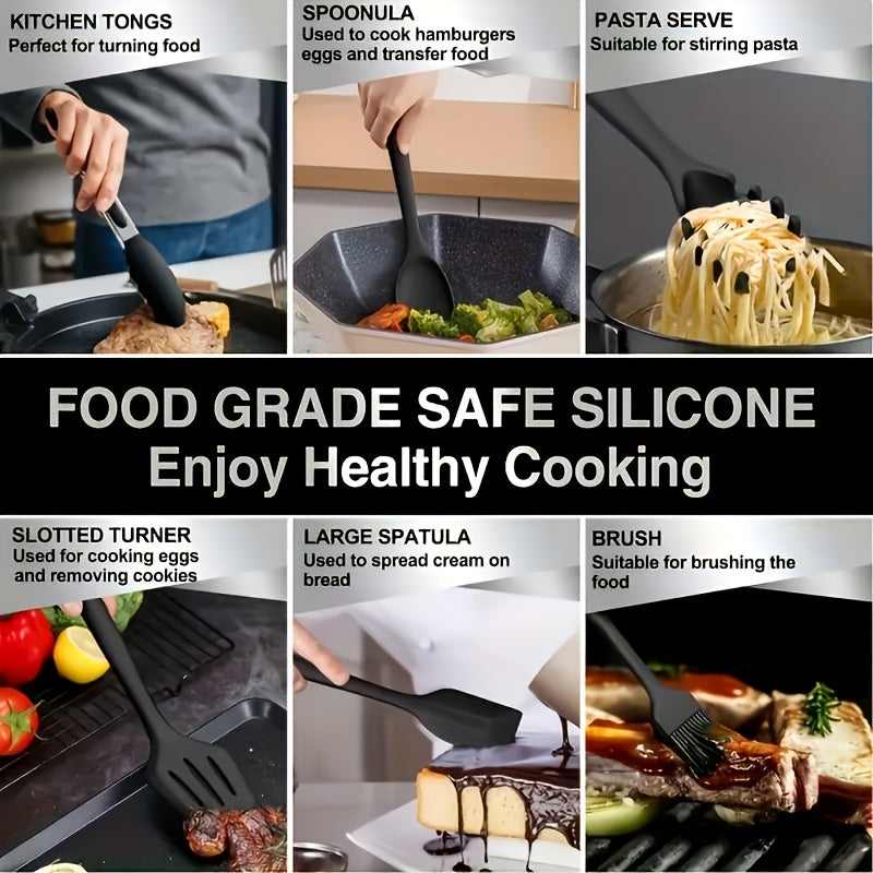 Kitchen Essential – Silicone Kitchen Utensils Set | Heat Resistant And High-Quality, Suitable for Non Stick Pans, Stainless Steel Cutting Tools, Small Kitchen Tools, Ideal Holiday Gift 19 Se