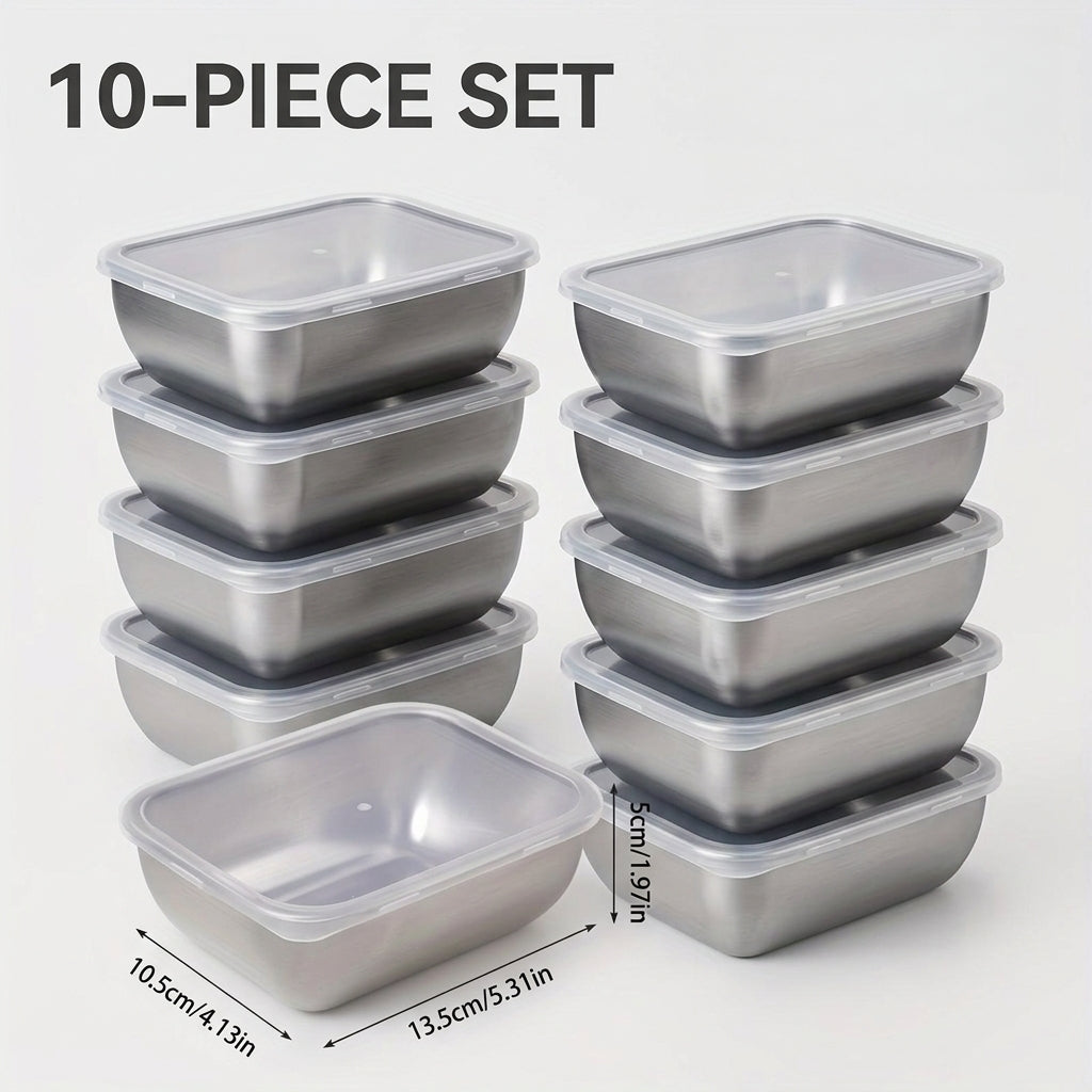 Easy-Access 10pcs Refrigerator Storage Organizer – easy-access fridge organization, 10pcs- Household Food Grade Fresh- Keeping Box Stainless Steel Fruit Box Bento Box Refrigerator, designed for American homes, daily convenience and practical gifting