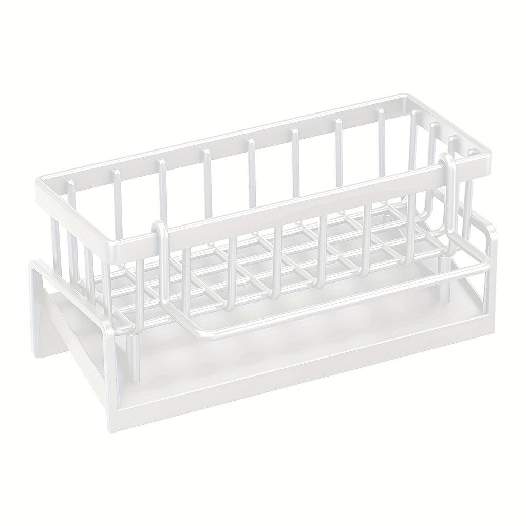 Kitchen Essential – Kitchen Sink Organizer Tray - Sink Drainage Rack with Built-In Sponge Holder, Dish Brush Slot - Space-Saving Countertop Organizer, Compatible with Standard Sinks - Easy t