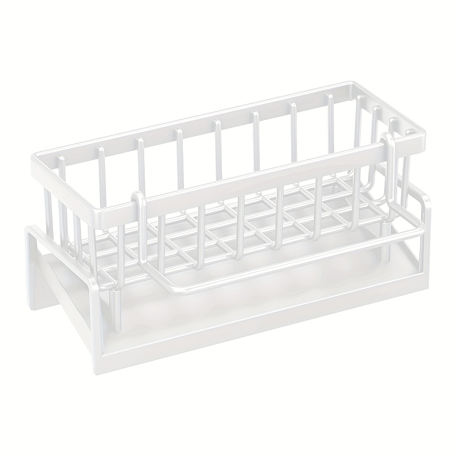 Kitchen Essential – Kitchen Sink Organizer Tray - Sink Drainage Rack with Built-In Sponge Holder, Dish Brush Slot - Space-Saving Countertop Organizer, Compatible with Standard Sinks - Easy t