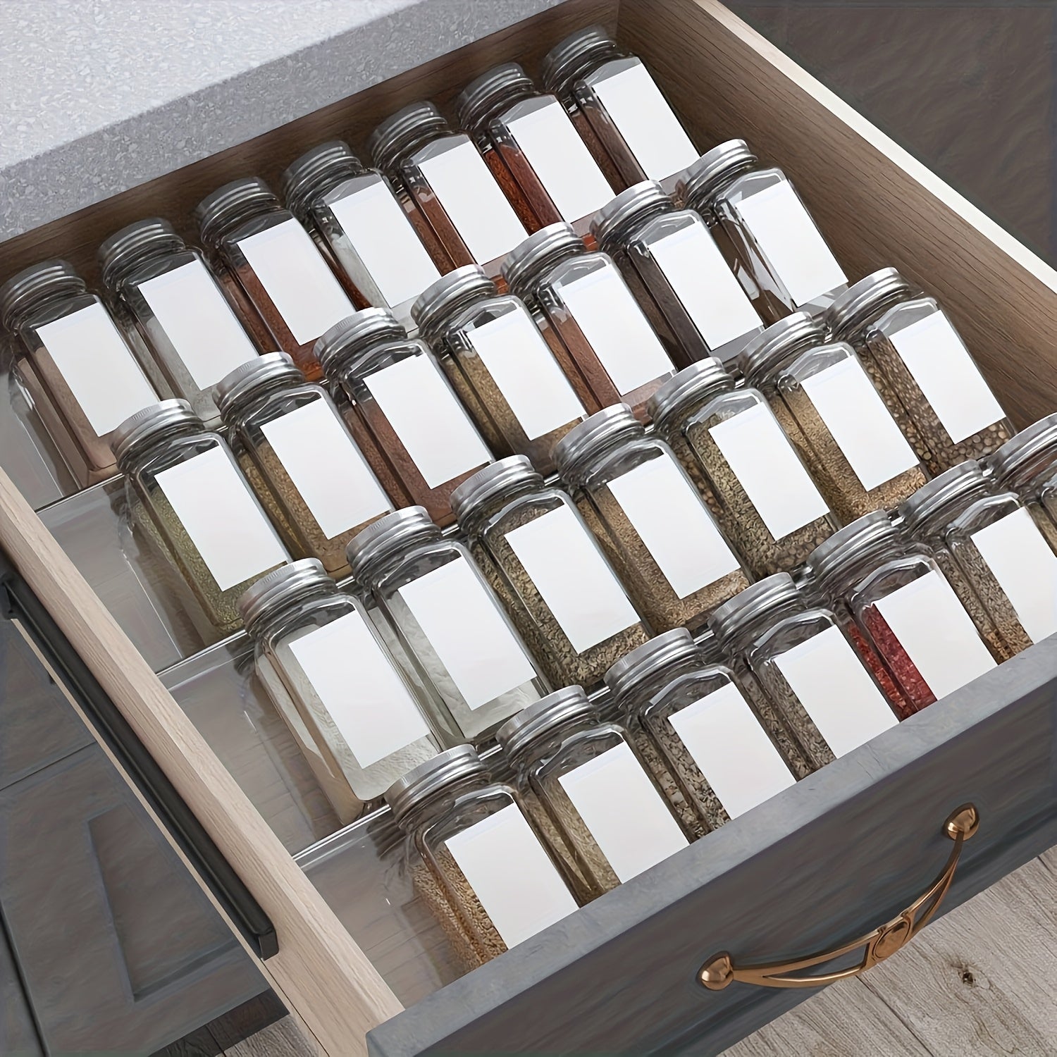 Compact 4/6/8 Pack Glass Spice Jar Set – clear reusable pantry storage, Spices Organizers And Storage Expandable Acrylic Spice Rack Inserts 4 6 8 Pack Slanted, designed for American homes, daily convenience and practical gifting