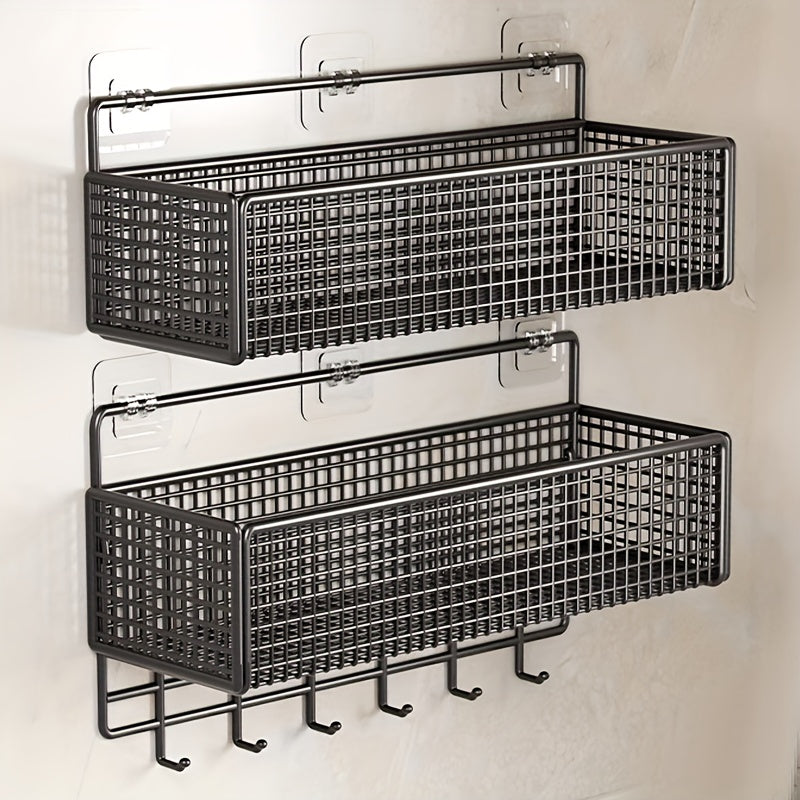 2pcs Easy Installation Metal Bathroom Shelf - No Drill Wall Mounted Organizer for Bathrooms, Balconies And Washrooms