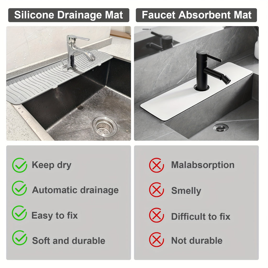 Modern Home Accent Rug – comfortable decorative floor coverage, Silicone Kitchen Drain Mat - Non-Slip Kitchen And Bathroom Faucet Foam Catcher Reusable Countertop, designed for American homes, daily convenience and practical gifting