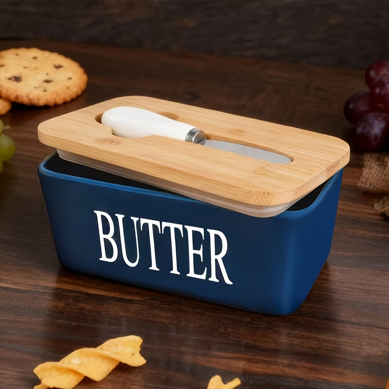 Kitchen Tools – covered refrigerator storage, 1pc Luxury Large Butter Dish with Lid - Ceramic Coun