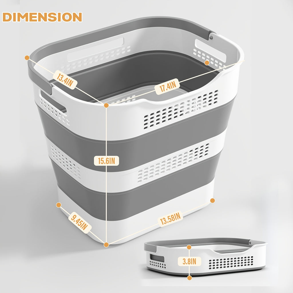 Versatile Stackable Home Storage Bins – portable space-saving storage, Collapsible Laundry Basket 43L 11 5 Gallon Foldable Laundry Basket Plastic with Handles Pop, designed for American homes, daily convenience and practical gifting