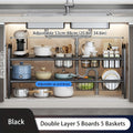 Kitchen Essential – 1 Expandable Under Sink Organizer & Locker 2 Tier Cabinet Shelf Organizer with 5 Removable Panels 5 Baskets for Under Kitchen Bathroom Sink Organizer & Storage.Thanksgivi