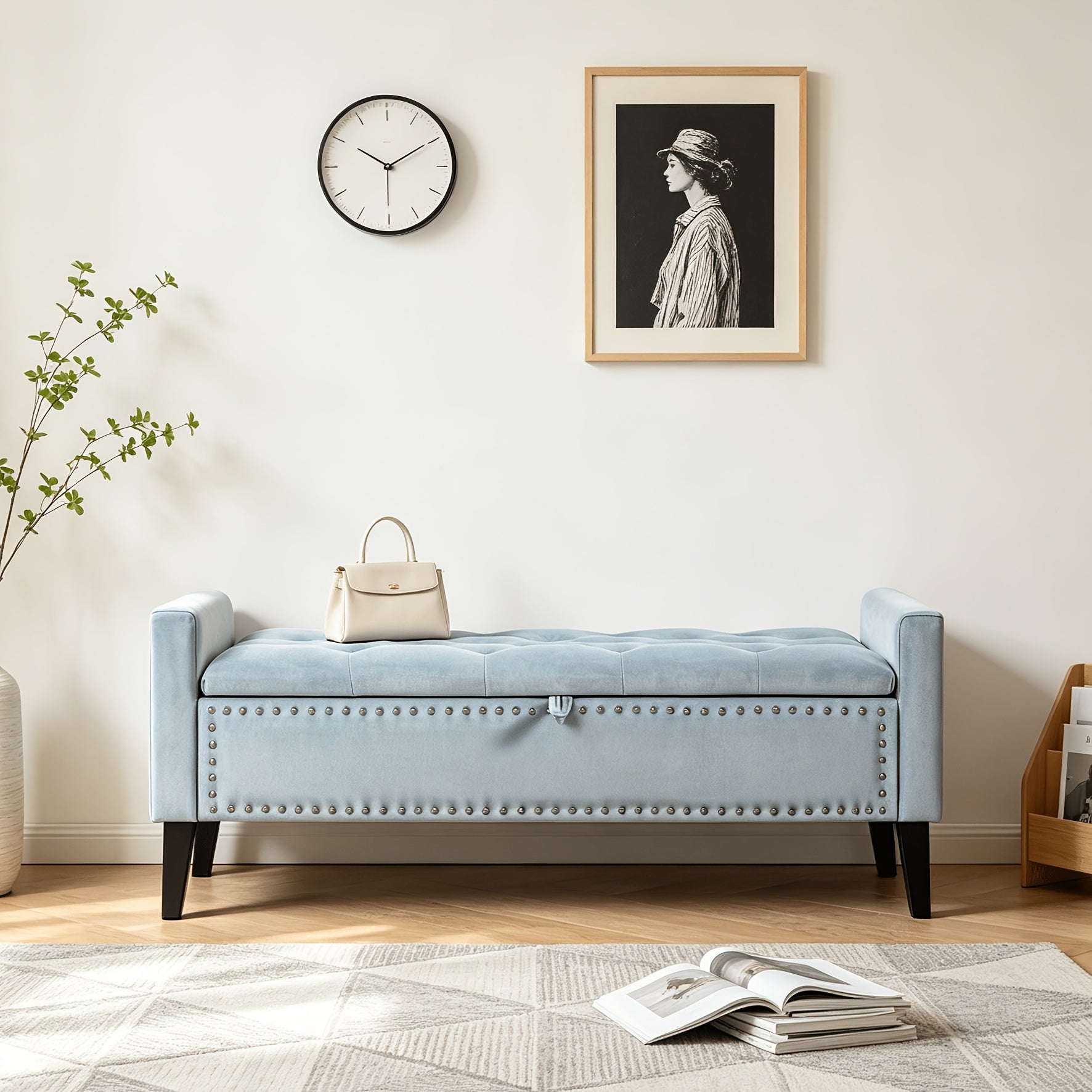 Home Storage Organizer – 46.9" Storage Ottoman, Upholstered Bed Bench with Storage, End of Bed Ottoman for Modern US Homes, space-saving organization, Versatile Everyday Use and Thoughtful H