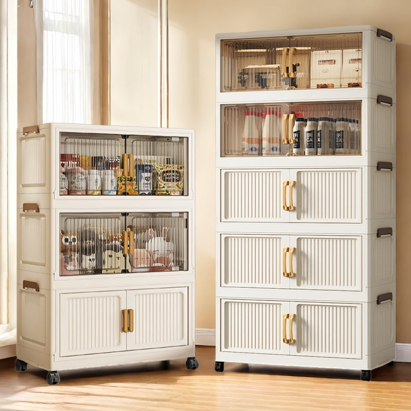 Versatile Stackable Home Storage Bins – portable space-saving storage, Large 5 3 1-Story Plastic Storage Box with Lid 19 Face Width-Folding Lockers Foldable, designed for American homes, daily convenience and practical gifting