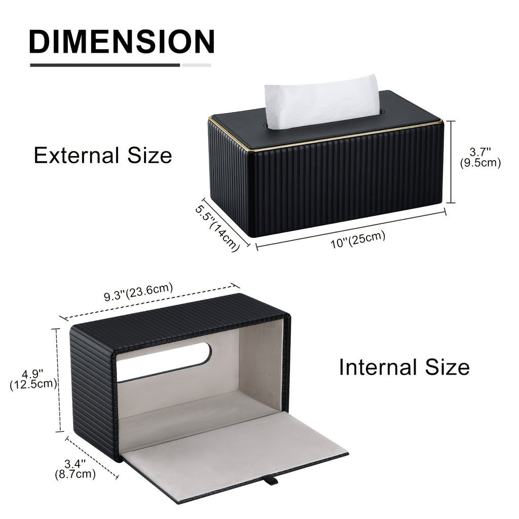 Smart Stackable Home Storage Bins – portable space-saving storage, Cream White Vertical Striped Faux Leather Tissue Box With Golden Trim Desktop Napkin Dispenser, designed for American homes, daily convenience and practical gifting