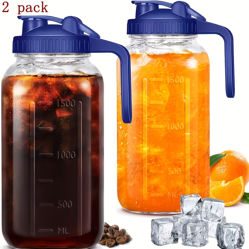 Drinkware – 2-Pack 3-Pack 64Oz Glass Pitcher with Handle for Outdoor Entertaining Leak-Proof