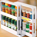Compact 2-Tier Rotating Spice Organizer - High Capacity, Versatile Storage for Kitchen, Bathroom, And Home Office - Ideal for Storing Condiments, Ingredients, And Medications, As Well As Food Items And Cabinet Organization, Standing Shelf