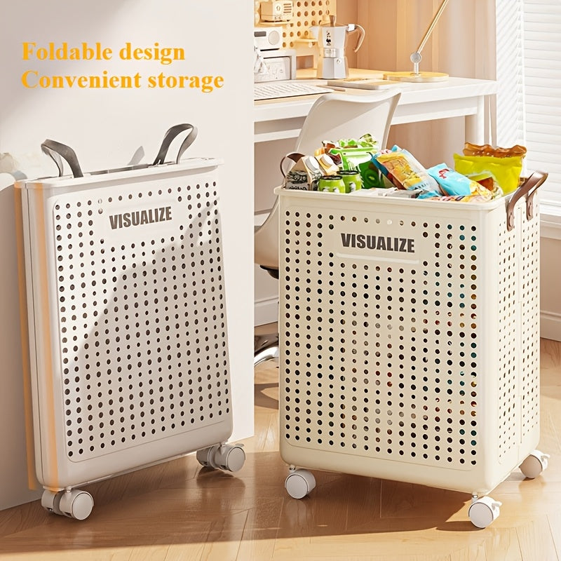 Easy-Access Stackable Home Storage Bins – portable space-saving storage, Extra Large Foldable Laundry Basket With Wheels Breathable Plastic Rolling Laundry Hamper With Faux, designed for American homes, daily convenience and practical gifting