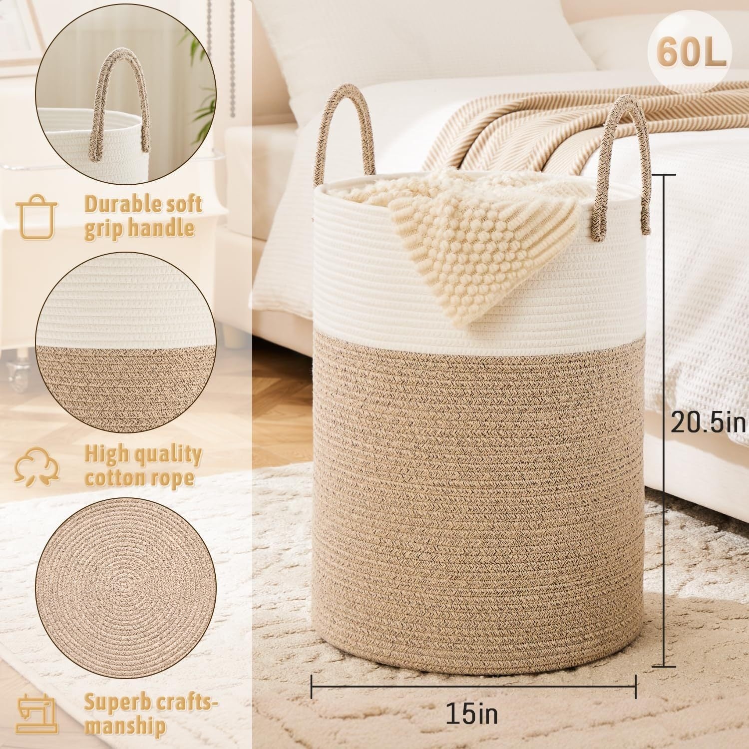 Easy-Access Stackable Home Storage Bins – portable space-saving storage, Collapsible Laundry Basket Woven Rope Laundry Hamper 12 15gal 15 85gal 21 13gal 26, designed for American homes, daily convenience and practical gifting
