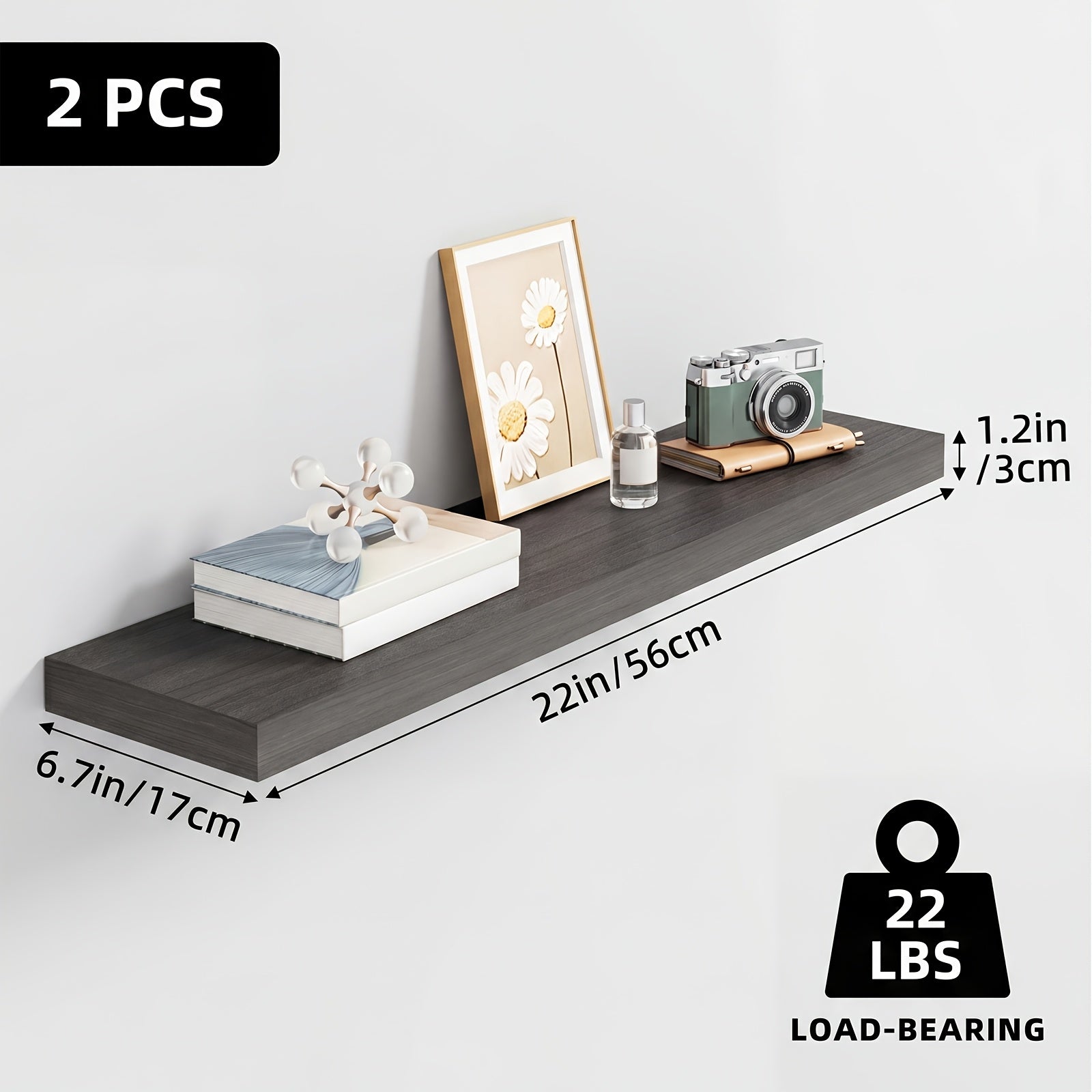 Home Living Essential – TOMNK 2 4 6pcs Set Floating Shelves 15 7-inch 19 7-inch 22-inch Wooden