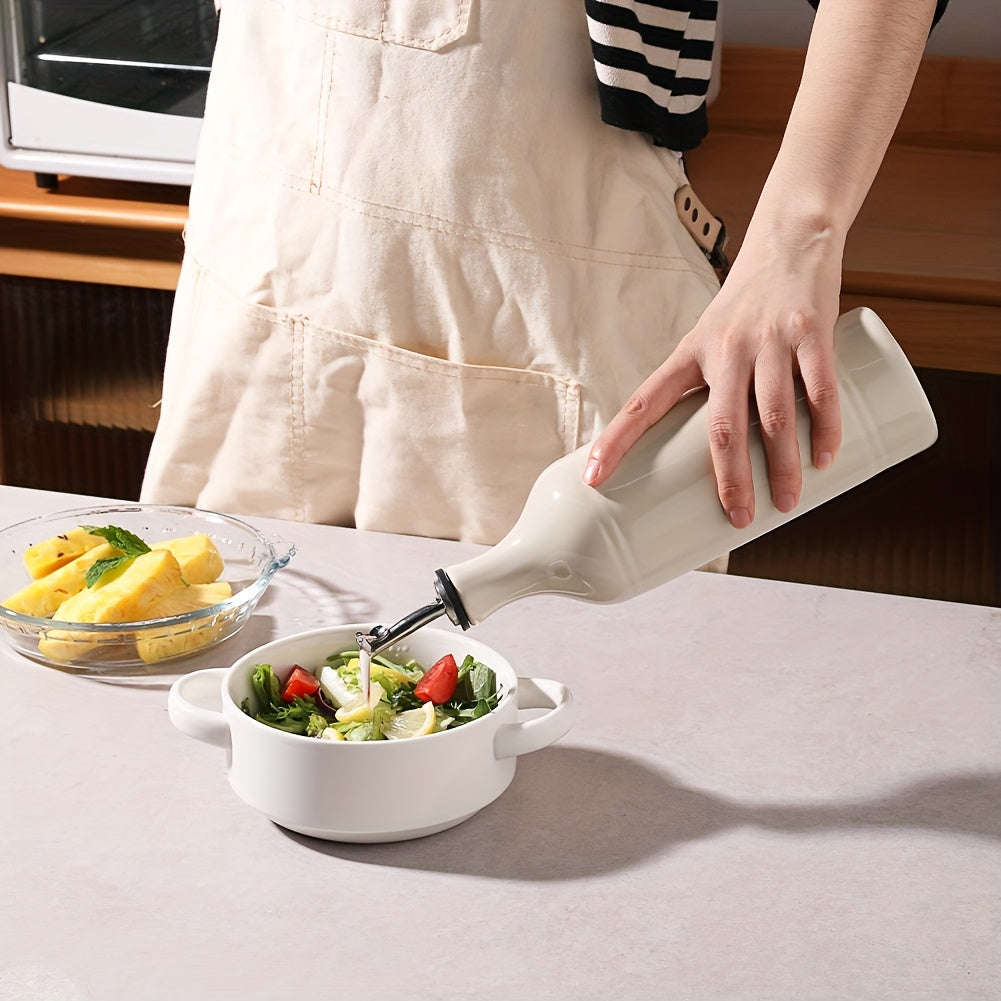 [Oil Dispenser Bottle] Sweejar Large Ceramic Olive Oil Dispenser Bottle, Opaque Oil Cruet Protects Oil To Reduce Oxidation, Storage Oil, Vinegar, Soy Sauce & Other Liquids, Pack Of 1, 24 Fl Oz