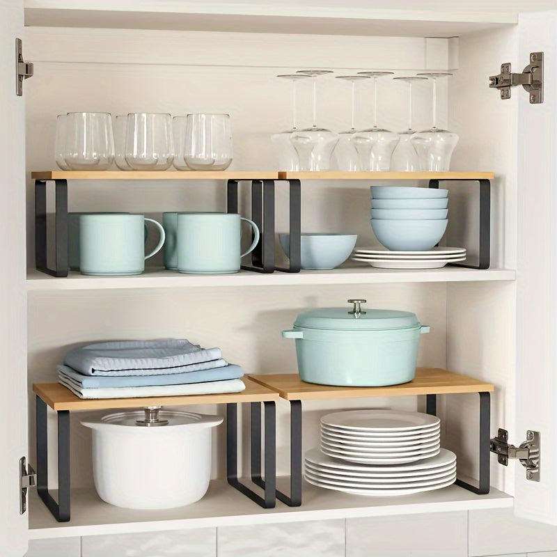 Premium Adjustable Home Storage Rack – durable multi-purpose storage, Set of Two Adjustable And Stackable Shelf Organizers - Versatile Wooden Storage Rack for, designed for American homes, daily convenience and practical gifting