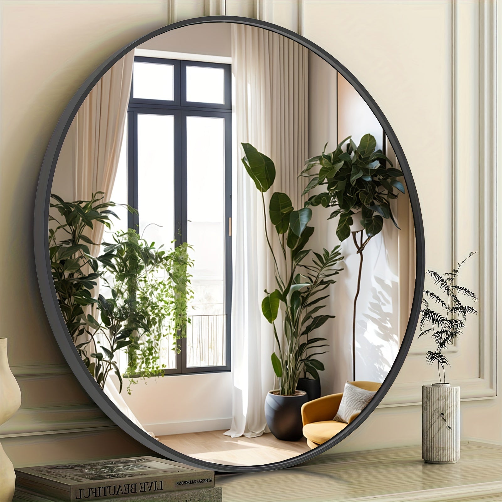 Easy-Access Home Accent Rug – comfortable decorative floor coverage, Round Metal Wall Mirror with - Matte Frame Easy-Hang Modern Decorative Mirror Suitable for, designed for American homes, daily convenience and practical gifting