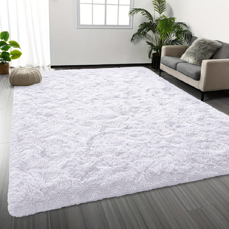 Area Rug – 1pc Luxurious Rectangular Shaggy Plush Carpet Rug - Soft, Fluffy, Tie-dyed, Solid,