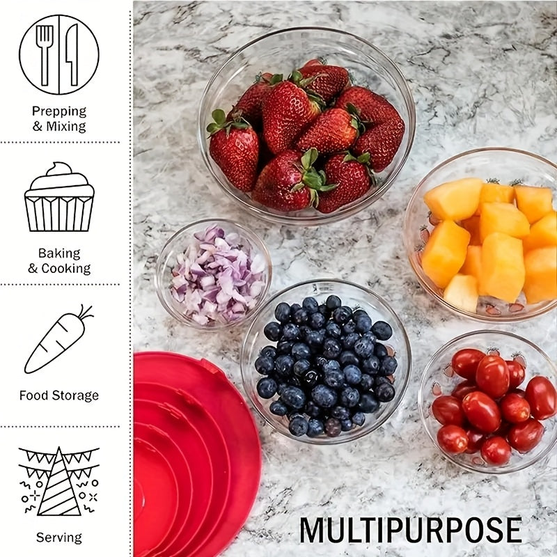 10pcs Mini Glass Mixing Bowls Set, Microwave Safe, Food-Grade, Stackable Nesting Bowls with Lids, Round Salad & Dessert Serving Containers for Christmas, Halloween, Easter, Hanukkah, Thanksgiving father gift