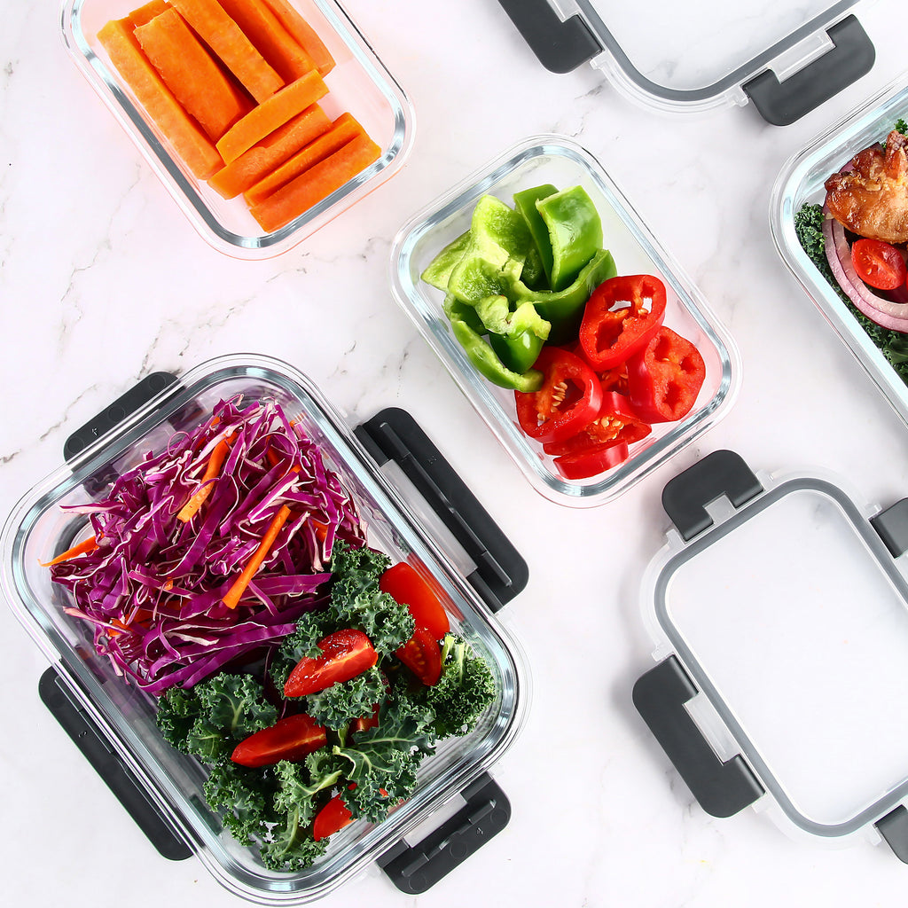 Easy-Access 12pcs Glass Meal Prep Container Set – leak-resistant reusable meal prep, 12pcs Glass Food Storage Containers with Lids Meal Prep Pantry Kitchen Storage Containers for, designed for American homes, daily convenience and practical gifting