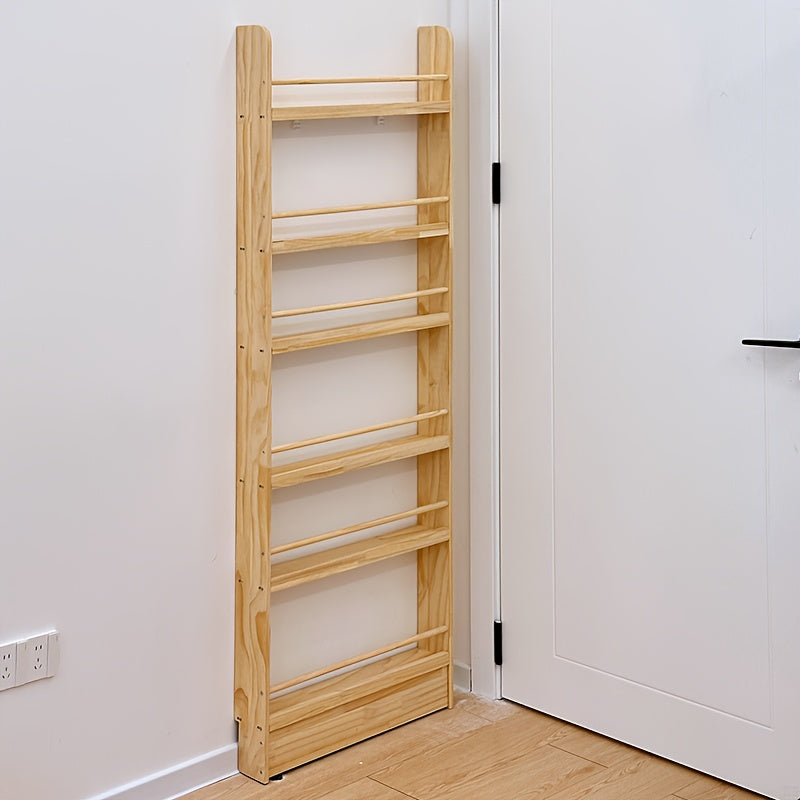 Home Storage Organizer – Creative Design, Ultra-Narrow Solid Wood Bookshelf, Bookcase, No Paint And Zero Formaldehyde, Wall-Mounted Bookshelf, Over-The-Door Bookshelf, Multi-Layer Shelf, Spa